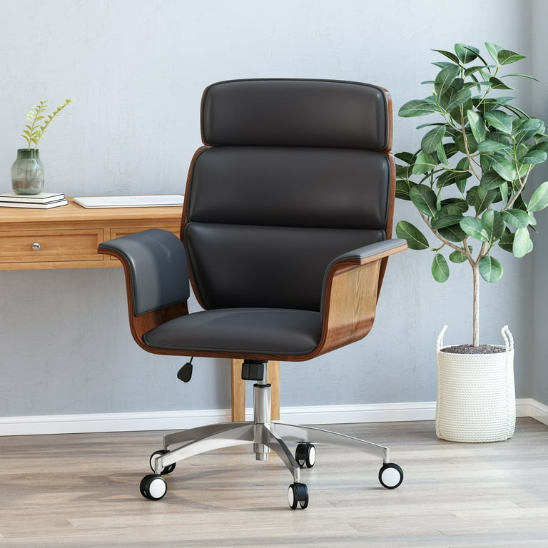 Christopher Knight Home Cannonade Mid century Swivel Office Chair by Black Walnut Silver Walmart
