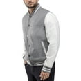 thumbnail image 3 of X RAY Jeans Mens Wool Varsity Bomber Jacket with Grainy PU Sleeves, Grey/White, 2XL, 3 of 9