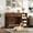 Brown, variant on Kicctian Large Wooden Dog Crate Furniture with 2 Drawers & 4 Open Storage Shelves, Indoor Dog Bed Sofa TV Stand for Medium & Large Dogs, Includes Removable Bowls,Brown
