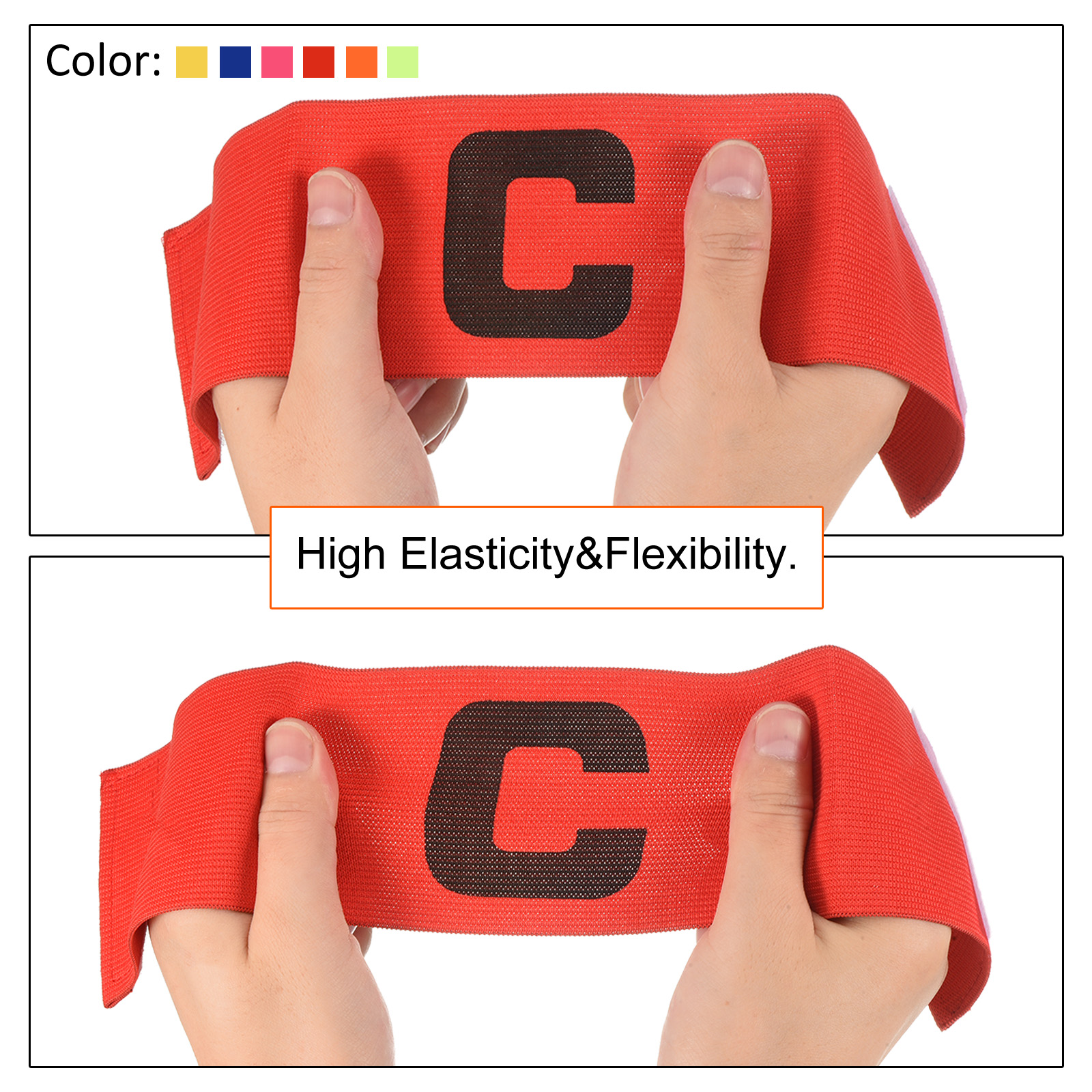 Unique Bargains Soccer Captain Armband Nylon Elastic Protective Arm Badge 4 Pack Yellow