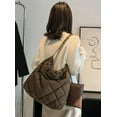 thumbnail image 2 of Kukuzhu Quilted Tote Bag for Women Padding Down Cotton Hobo Bag Fashion Large Shoulder Bag, 2 of 7