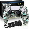 SIKEMAY PS5 Controller Cover Skin Case, Anti-Slip Thicken Silicone Protective, Perfectly Compatible with Playstation 5 Dualsense Controller Grip with 10 x Thumb Grip Caps (Gray-Blue Plaid)