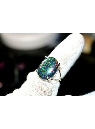Black Fire Opal Engagement Ring