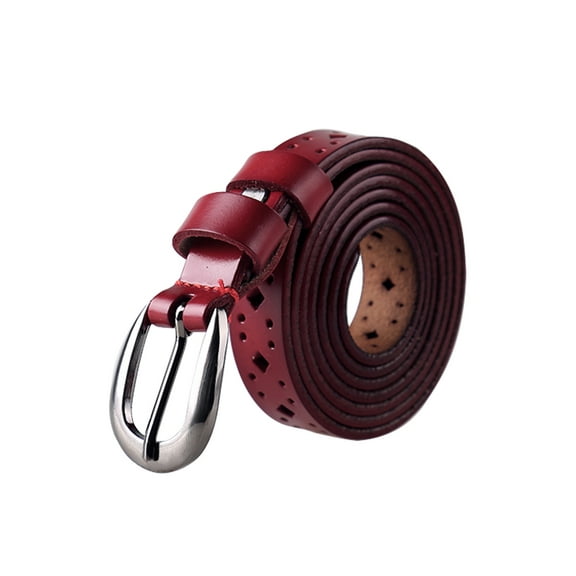 INSPIRE CHIC Women's Thin Hollow Out Single Pin Buckle Belt Width 3/4" Red 37 1/2"