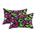 thumbnail image 2 of Pink Green Leopard Pattern Queen Size Satin Pillowcase 30''x20'' Double-Sided Print Soft Wrinkle Resistant, 2 of 9