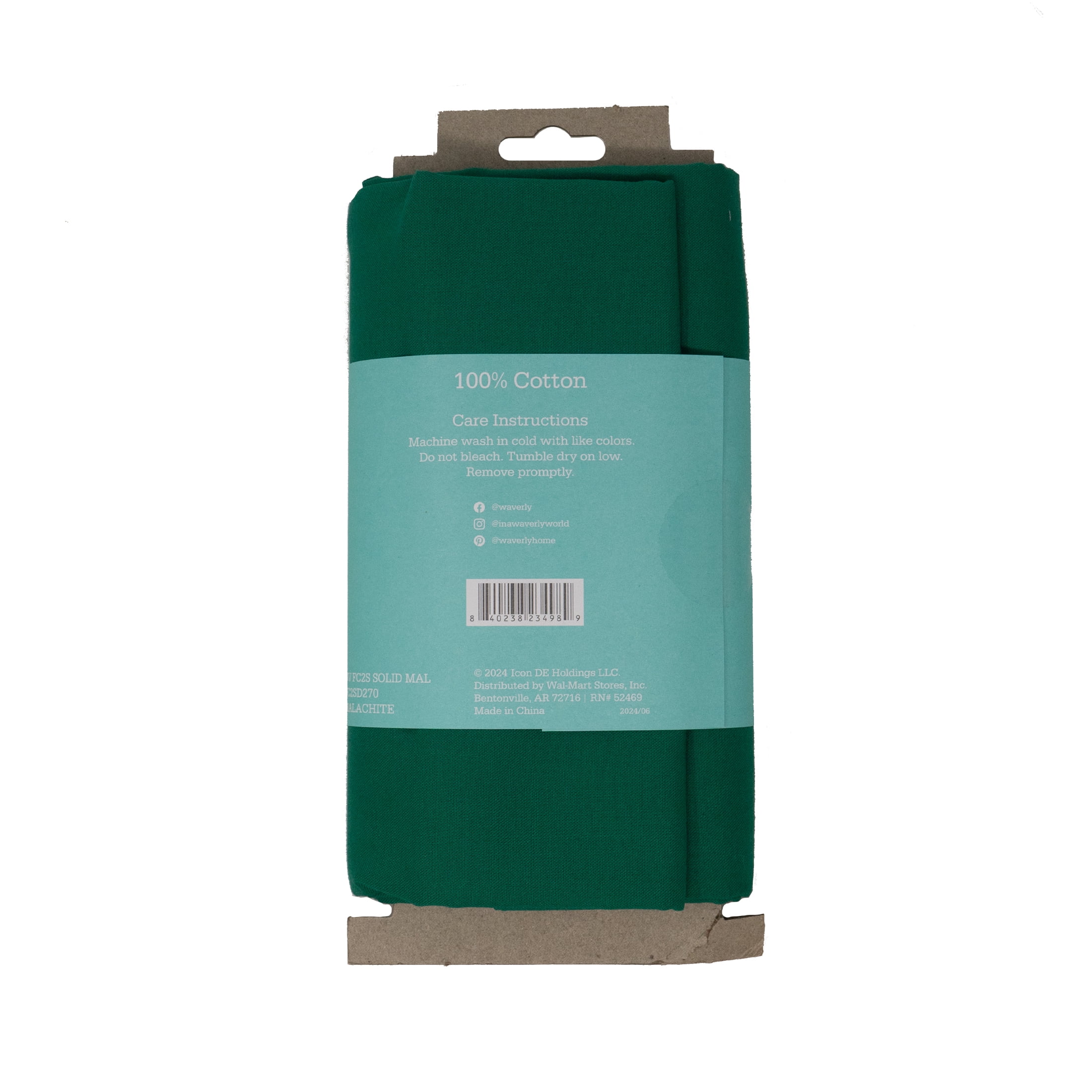 (2 pack) Waverly Inspirations 2 Yard Cut 100% Cotton Solids Fabric, Malachite, 44" Wide for Quilting & Sewing