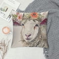 thumbnail image 2 of Qinduosi Pack Farmhouse Cute Animals Pillow Covers Watercolor Baby Pigs Goats Sheep with Flowers Leaves Wreath Print Throw Pillow Case Linen Home Chair Cushion Cover  (Pig Sheep), 2 of 5