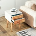 thumbnail image 4 of Gymax Table de Chevet en Bois Style Mi-Siècle Table d'Extrémité Latérale Chambre avec 2 Tiroirs de Rangement Brun, 4 of 9