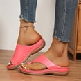 thumbnail image 6 of DeHolifer Sandals Women Leather Clip Toe Slip On Wedge Sandals Summer Beach Outdoor Dress Walking Sandals with Arch Support, 6 of 8