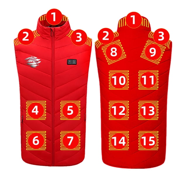 Usb Bloque de Carga, Cremallera Unisex Doble Control 15 Zona de Calefacción de Algodón Chaqueta, Caliente Chaqueta de Vestido para Hombre