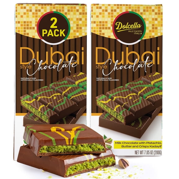 Dolcella - Dubai Milk Chocolate with Pistachio Butter & Crispy Kadayıf Bar 7.05 oz (200g) - Buy 1 Get 1 Free