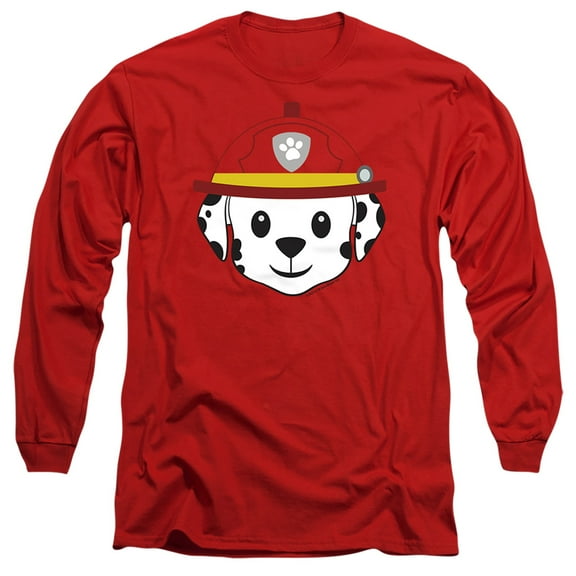 Paw Patrol Marshall Expression Unisex Adult Long-Sleeve T Shirt (Medium) Red
