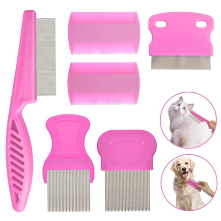 Flea Comb for Cats Dogs, 6 Pack Pet Lice Comb Set Pet Grooming Pets for Small, Medium & Large Pets