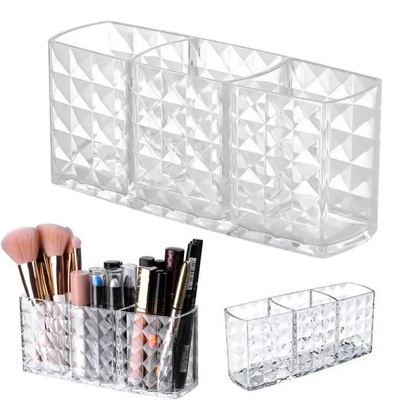 HAVELOR Clear Acrylic Storage Box, 6.04 x 2.18 x 2.73 in, Multi-Compartment Organizer for Small Items, Perfect for Desktop Makeup and Pen Storage(transparent,1pcs)