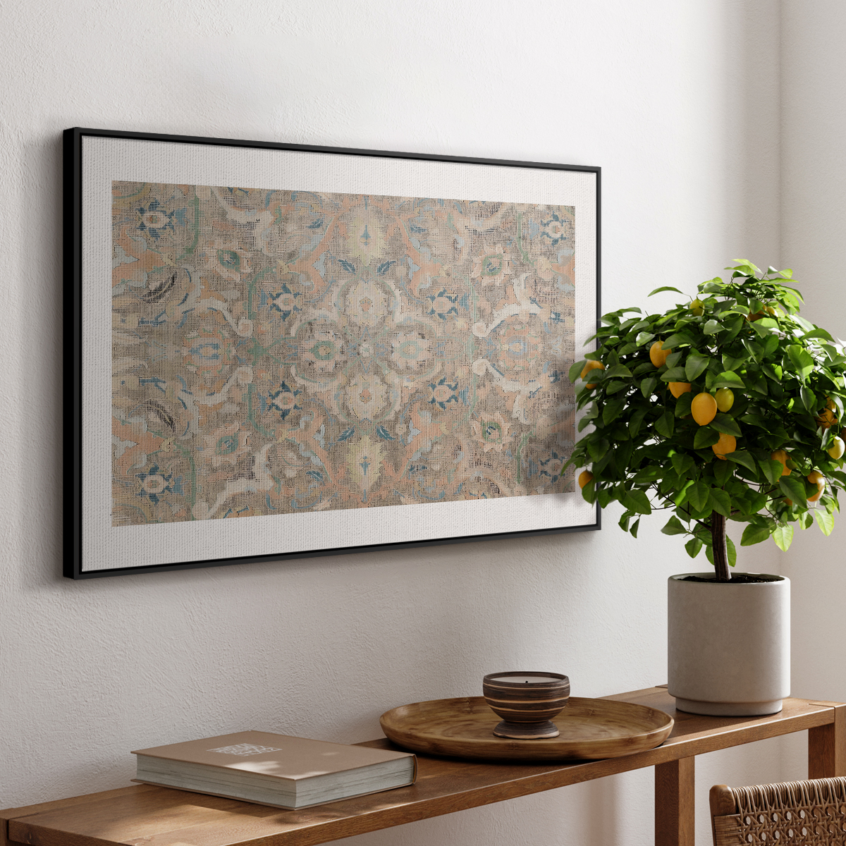 Vintage Abstract Print-II Framed in Black Wood Gallery Wrapped Canvas 17 in. x 25 in.