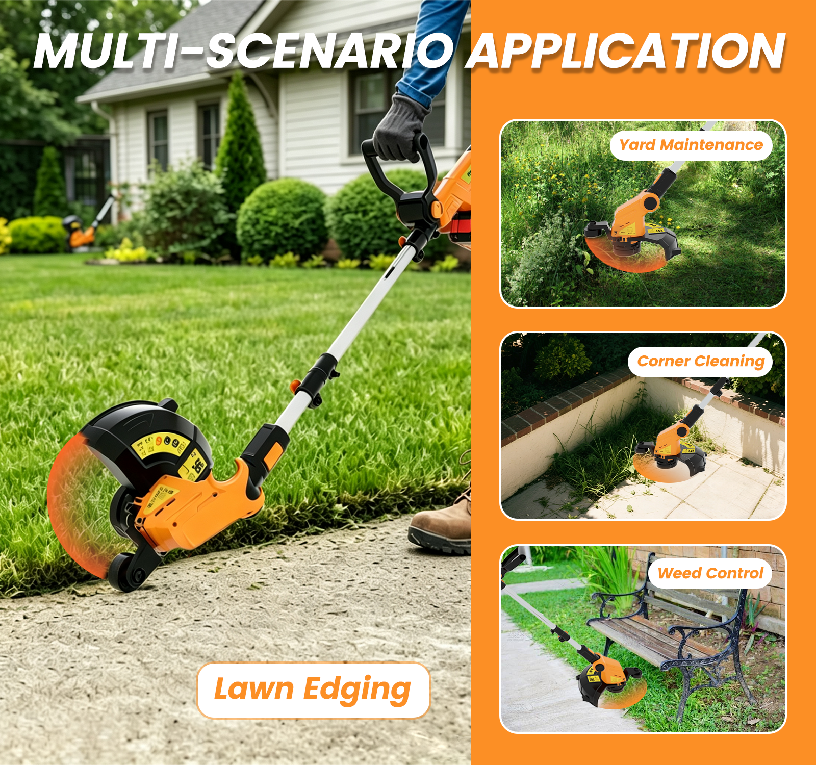 Gewol 20V Cordless Grass String Trimmer & Edger, 12” Electric Weed Wacker Grass Trimmer Tool , 2*3.0Ah Battery & Charger for Lawn and Garden