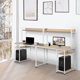 HomCom Industrial Double Computer Desk with Open Shelf, Oak - Walmart.com