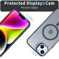 thumbnail image 5 of Dteck Camera Metal Ring Stand Case for iPhone 15 Plus / 14 Plus,Shockproof TPU Magnetic Mag-Safe Case Matte PC Slim Back Cover,Blue, 5 of 6