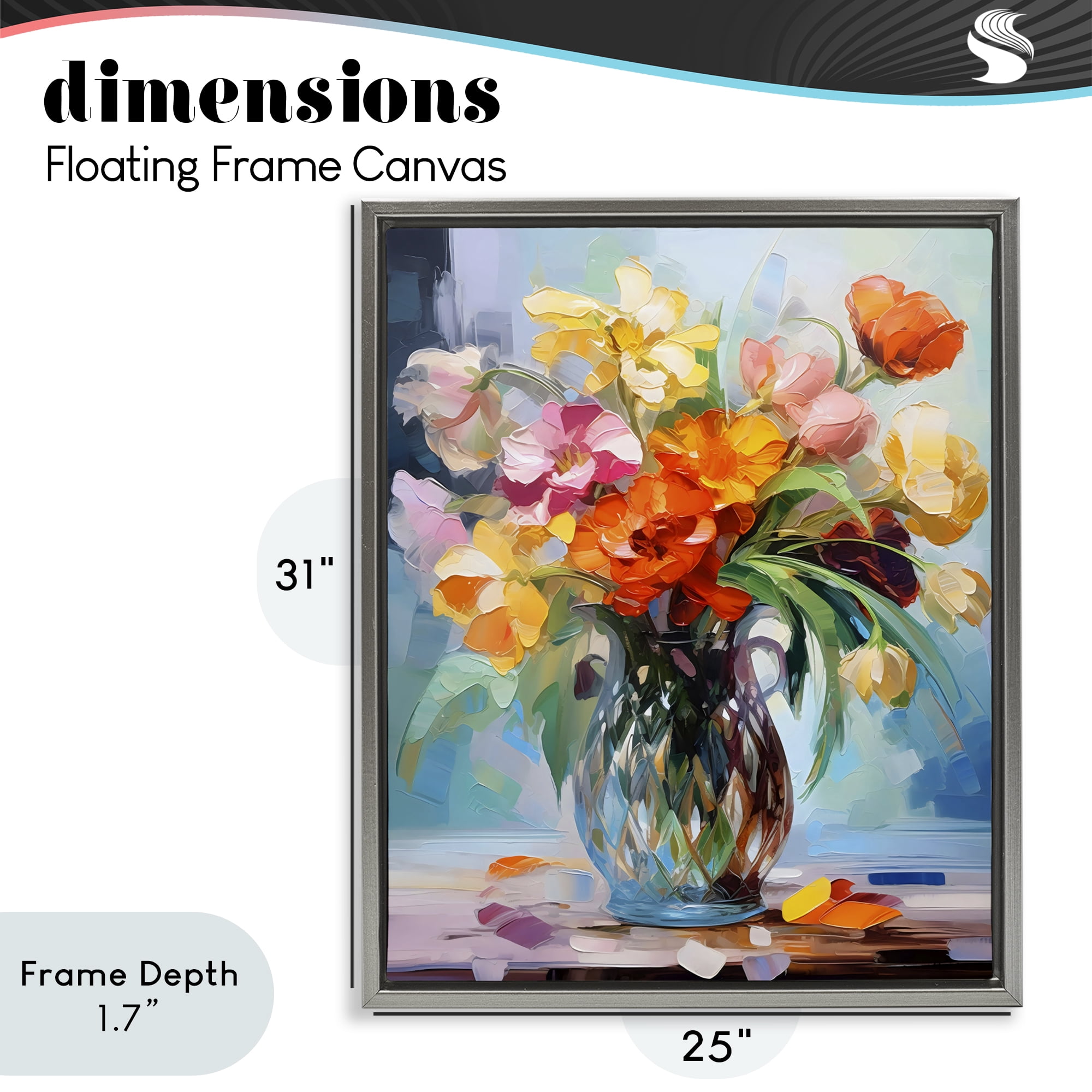 Stupell Industries Dreamy Bouquet of Vibrant Blooms Gray Framed Floater Canvas Wall Art, design by Creative Studio