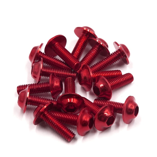 15uds Moto Carenado Matrícula Hex Tornillos Aluminio Rojo M6 x 20mm