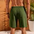thumbnail image 4 of Domuza Men's Linen Shorts Casual Lightweight Drawstring Shorts Elastic Waist Short Pants with Pockets Army Green 3XL, 4 of 4