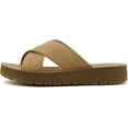 thumbnail image 2 of Soda Shoes Women Sandals Crisscross Strap Band Flatform Platform LUCY-S Beige Camel 8.5, 2 of 3