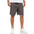 thumbnail image 1 of Pantalones cortos COOFANDY de lino para hombre, casual, cintura elástica, gris oscuro, 1 of 7