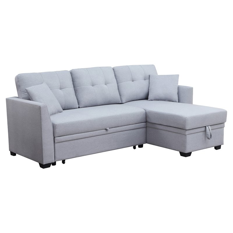 Alexent 3Seat Modern Fabric Sleeper Sectional Sofa with Storage in Ash