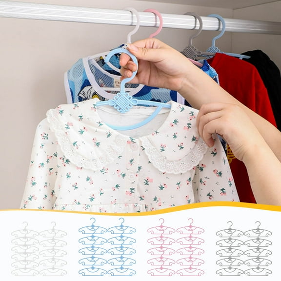 Oefntac Clothes Hangers 10PC Plastic Kids Clothes Hangers Colorful Non-Slip Toddler Baby Coat Closet Drying Rack Set