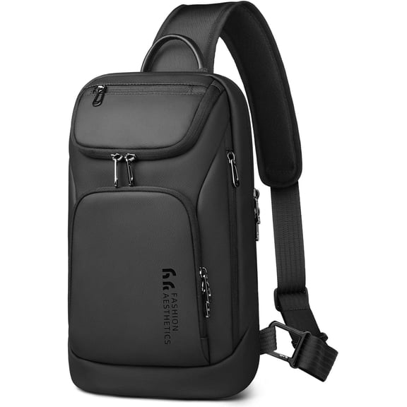 HEROIC KNIGHT Sling Bag for Men Crossbody Backpack for Travel Work College Water-resistant Black