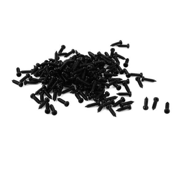 Unique Bargains 200 Pcs 8mm Long Thread Rod Cross Head Black Metal Screws for Car Auto
