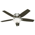 thumbnail image 4 of Hunter 52 inch Indoor Ceiling Fan with LED Light - Ceiling Fan with Pull Chain, For Bedroom or Living Room, Low Profile Mount, No Remote, 5 Blades, Includes Bulbs- Newsome 53315, Brushed Nickel, 4 of 16
