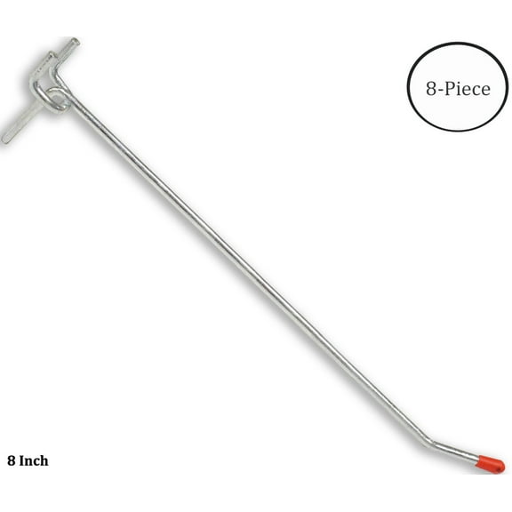 DOVETAIL 8-Piece 8" (20.3 cm) Single Straight Hooks Set | Versatile & Safe Storage Solution | Ideal for Pegboards in Workshops & Retail Displays
