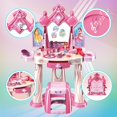 thumbnail image 2 of Juego de mesa de maquillaje Pretend Play con taburete para niñas de 2 a 5 años, 2 of 6