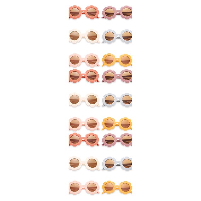 Wisewang 6 Pcs Lunettes de Soleil pour Enfants Rondes Adorables Lunettes de Bébé Festival 3Ensemble