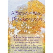 Designer Greetings Greatest Treasures Yellow and Orange Leaves Die Cut Z-Fold Birthday Card for Grandson