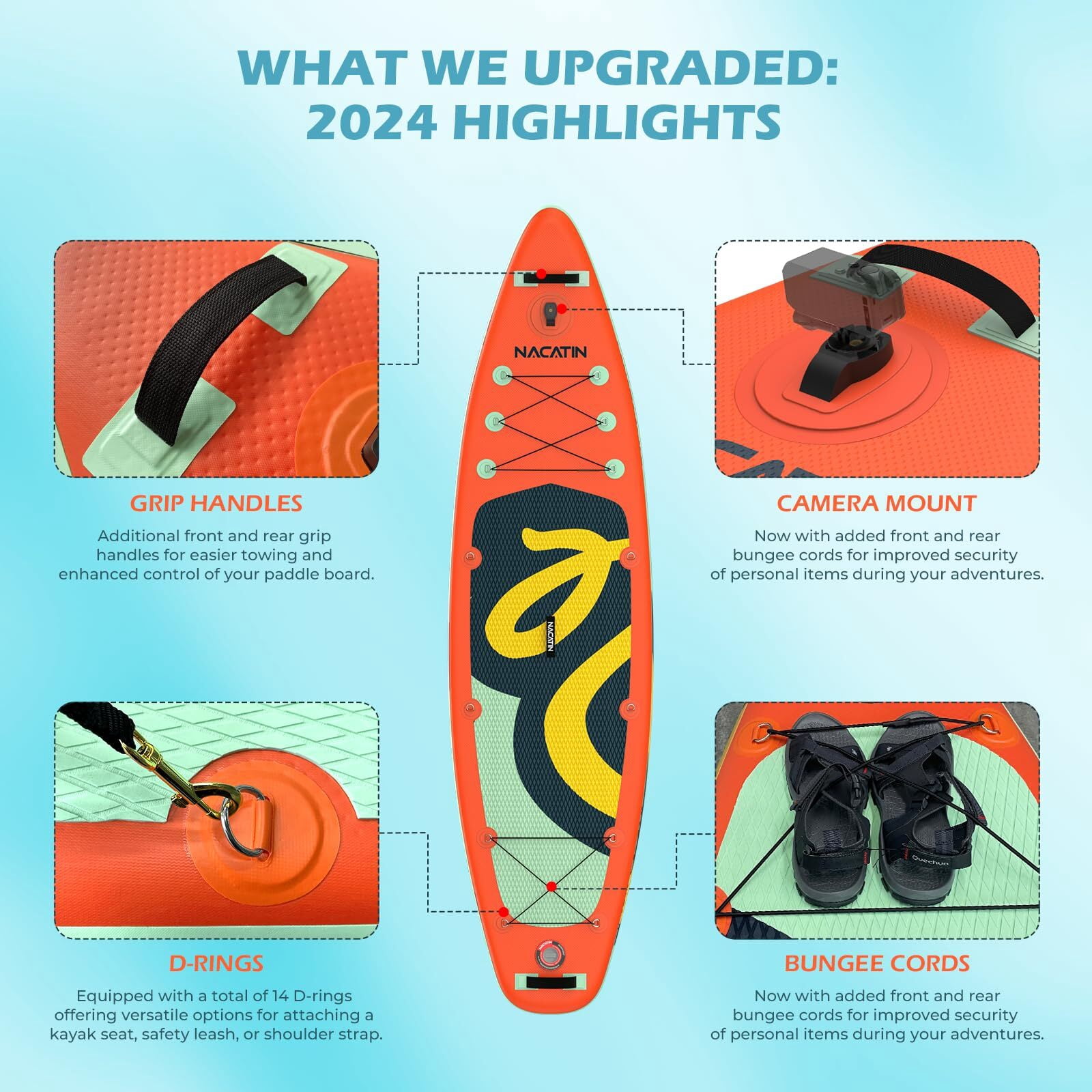 10'6" Inflatable Paddle Board with Kayak Seat Nacatin Stand-Up Paddleboard with Premium SUP Board Accessories Kit and Backpack