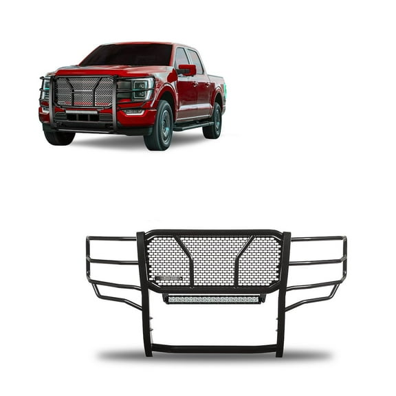 Black Horse UFOF116BK1 Rugged Series Modular Design Black LED Grille Guard for 2021-2022 Ford F-150