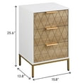 thumbnail image 3 of CQSXDA Nightstand with 3 Drawers, Mid-Century Modern Design and Gold Accents, Functional End Table for Your Bedroom，Natural+White, 3 of 9