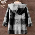 thumbnail image 6 of IVEYRTF Childrens Plaid Hooded Faux Fleece Jacket for Boys Girls Soft Double Sided Coat Long Sleeve Open Front Outerwear for Fall Winter Casual Daily Wear(Dark Gray,5-6 Years), 6 of 6