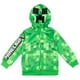thumbnail image 1 of Sudadera con capucha Minecraft Creeper Big Boys, forro polar con máscara, verde 10-12, 1 of 8