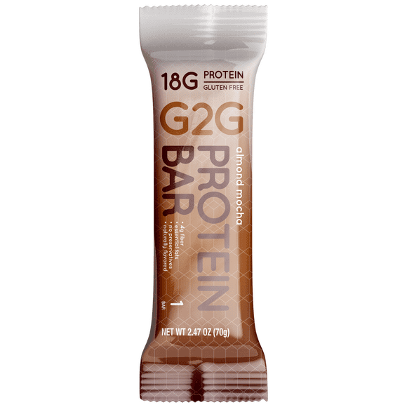 G2G Protein Bar, Almond Mocha, Healthy Snack, Delicious Meal Replacement, Gluten-Free, Clean Ingredients, Refrigerated for Freshness, 8 Count (Pack of 8)