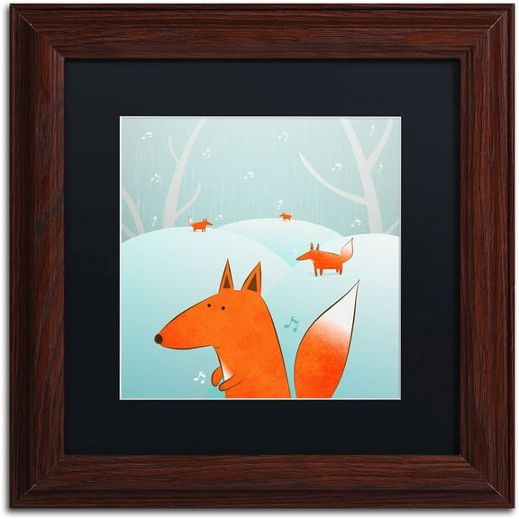 Trademark Fine Art "Winter Foxes" Canvas Art by Carla Martell, Black Matte, Wood Frame