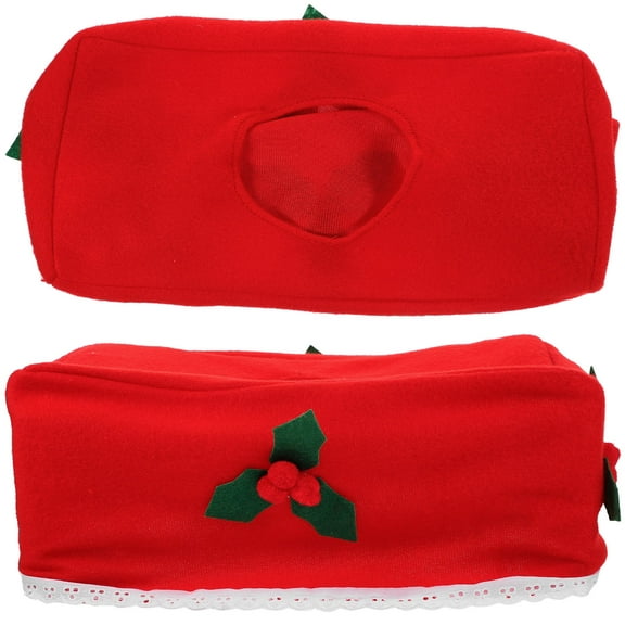 Soimiss 2Pcs Red Xmas Fabric Napkin Boxes for Convenient Household Tissue Organization
