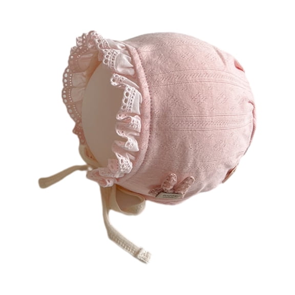 Lace Trimmed Baby Bonnet with Flower Designs Soft & Stylish Infant Bonnet Comfortable Little Girls Hat Present