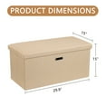 thumbnail image 3 of VECELO Ottoman Bench, Linen Footrest Stool, Storage Seat, Beige 29.99" L Folding Storage Ottoman, 3 of 10
