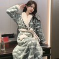 thumbnail image 1 of Bata con estampado de estrellas para mujer, ropa de dormir con cinturón, camisón de noche de invierno, pijama de manga larga, ropa de casa de lana cálida, ropa japonesa, 1 of 4
