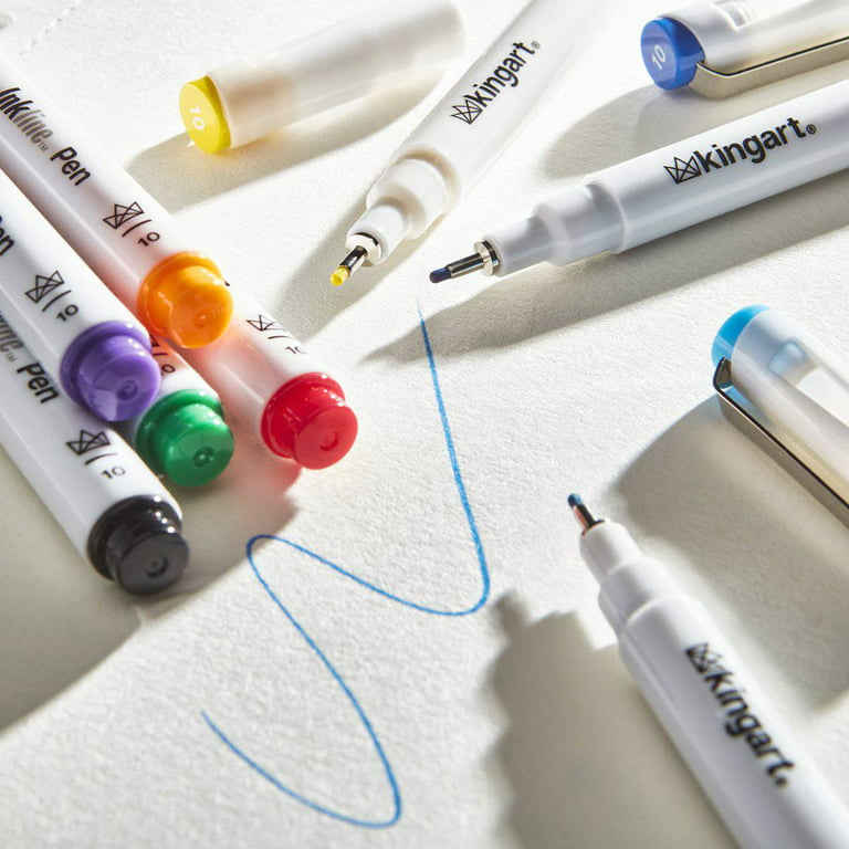 Kingart Inkline Flexible Plastic Nib Fine Line Art & Graphic Pens 8pc