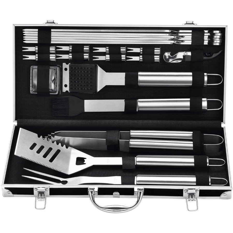 22PCS Heavy Duty Stainless Steel BBQ Grill Tools Set Premium Barbecue Utensils Kit with Portable Black Aluminum Storage Case Complete Outdoor Grilling Accessories Ideal Christmas & Father’s Day Gr