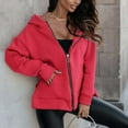 thumbnail image 4 of UAMVSH Womens Full Zip up Hoodies Oversized Long Sleeve Sweatshirts Fall Fashionable tee tops Casual Winter Jackets with Pockets(X-Large,Red), 4 of 7